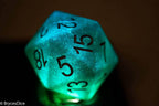 Green/Blue Jumbo D20 38MM, Big Size 20 Sides Dice Big 20 Faces Cube 1.5 inch Bescon - 