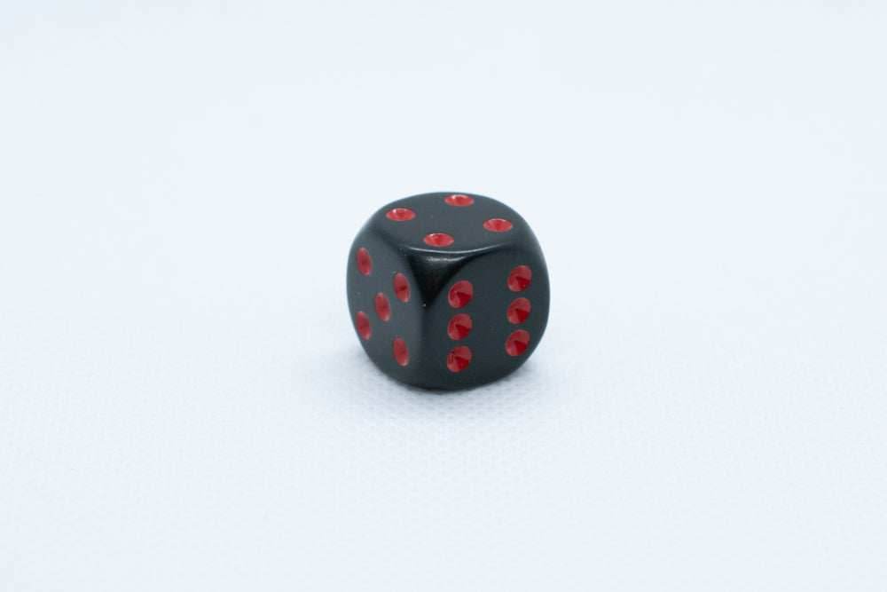 Chessex Opaque 16mm Pipped d6 Standard Dice Collection - Classic Colors - Available Individually - Black w/Red