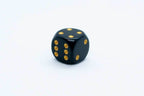 Chessex Opaque 16mm Pipped d6 Standard Dice Collection - Classic Colors - Available Individually - Black w/Gold