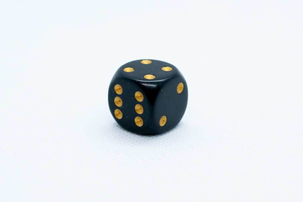 Chessex Opaque 16mm Pipped d6 Standard Dice Collection - Classic Colors - Available Individually - Black w/Gold