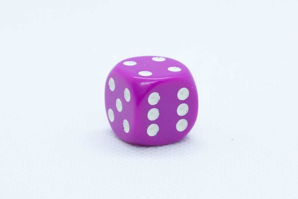 Chessex Opaque 16mm Pipped d6 Standard Dice Collection - Classic Colors - Available Individually - Lt Purple