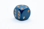 Chessex Opaque 16mm Pipped d6 Standard Dice Collection - Classic Colors - Available Individually - Dusty Blue w/Gold