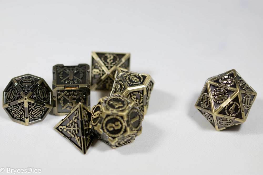 Gold Sword Strengthened Metal 7-Dice Set - 