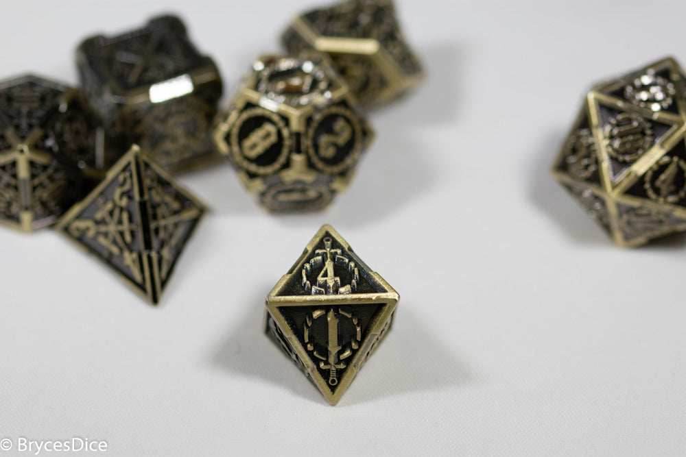 Gold Sword Strengthened Metal 7-Dice Set - 