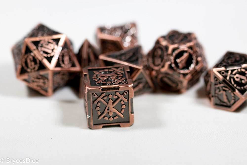 Copper Sword Strengthened Metal 7-Dice Set - 