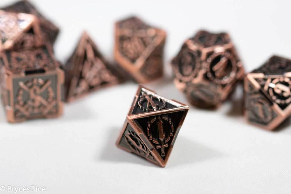 Copper Sword Strengthened Metal 7-Dice Set - 