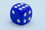 Opaque 16mm Pipped d6 Dice Red/Orange/Yellow/Green/Blue/Purple/White/Black/Pink (sold by the piece) - Blue