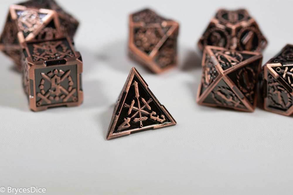 Copper Sword Strengthened Metal 7-Dice Set - 