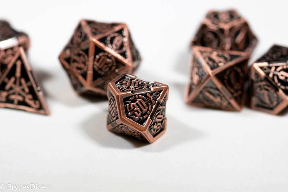 Copper Sword Strengthened Metal 7-Dice Set - 