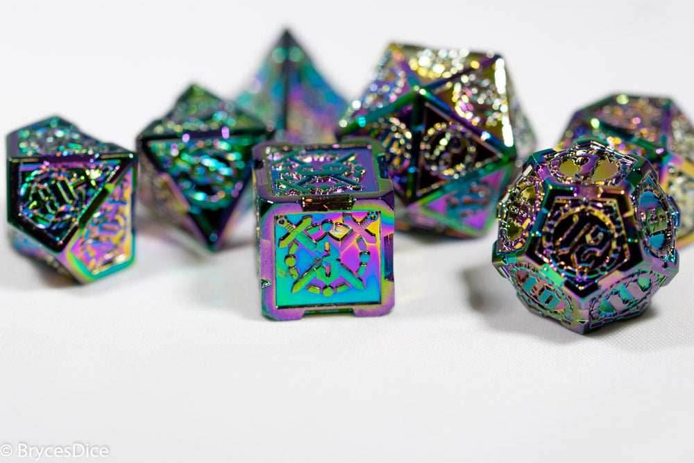 Rainbow Sword Strengthened Metal 7-Dice Set - 