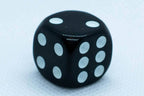 Opaque 16mm Pipped d6 Dice Red/Orange/Yellow/Green/Blue/Purple/White/Black/Pink (sold by the piece) - Black