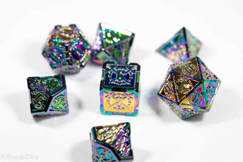 Rainbow Sword Strengthened Metal 7-Dice Set - 