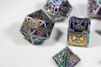 Silver w/Rainbow Inlay Sword Strengthened Metal 7-Dice Set - 