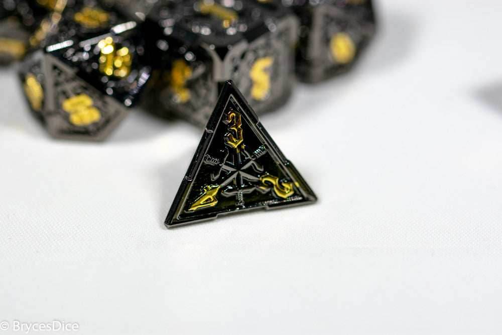 Black w/Gold Numbering Sword Strengthened Metal 7-Dice Set - 