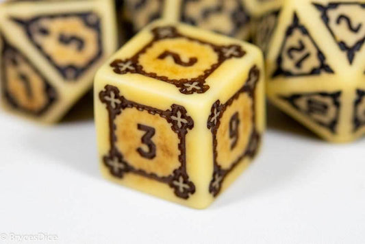 (Brown) Ancient Huge Castle Dice (D6:25mm) 7-Dice - 
