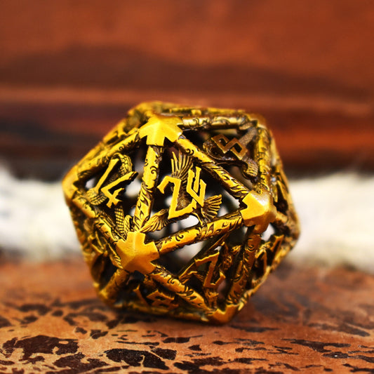 Legends of Valhalla Hollow Metal D20 - Gold