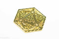 Gold d2 Coin Shaped like d20 Solid Gold Color - 