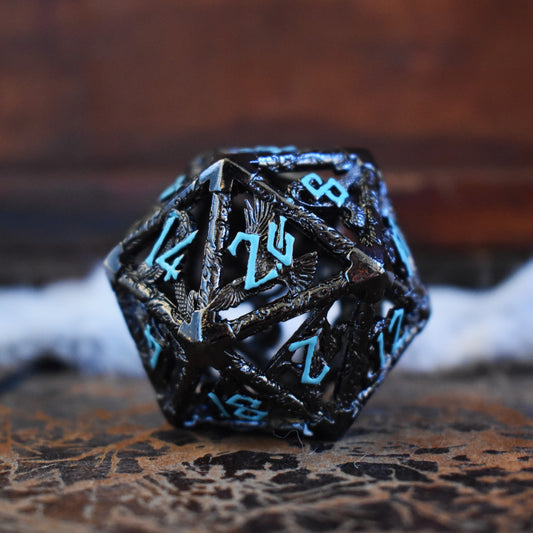 Legends of Valhalla Hollow Metal D20 - Black and Blue