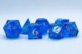 Water Sharp Resin 7-Dice RPG DND Set (w/Silver Numbers) B-Grade