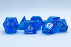 Water Sharp Resin 7-Dice RPG DND Set (w/Silver Numbers) B-Grade