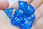 Water Sharp Resin 7-Dice RPG DND Set (w/Silver Numbers) B-Grade - 