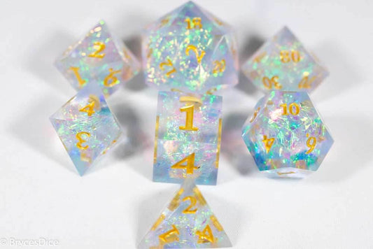 Opal Forged in Frost Dice Set (Resin Dice) Sharp Edge Dice - 