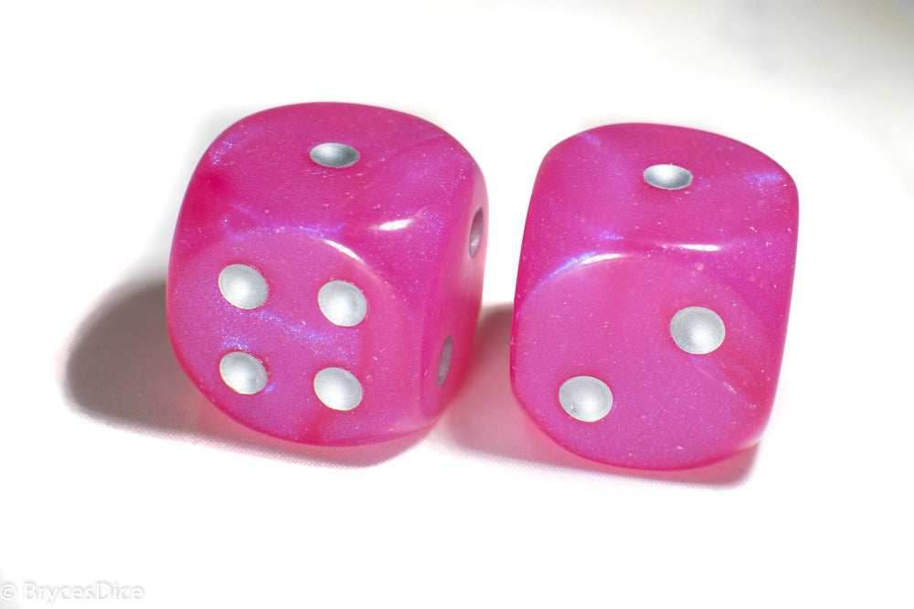 Borealis Pink/silver 7-Dice / 16mm / 12mm / 30mm Luminary - (1) 30mm Die
