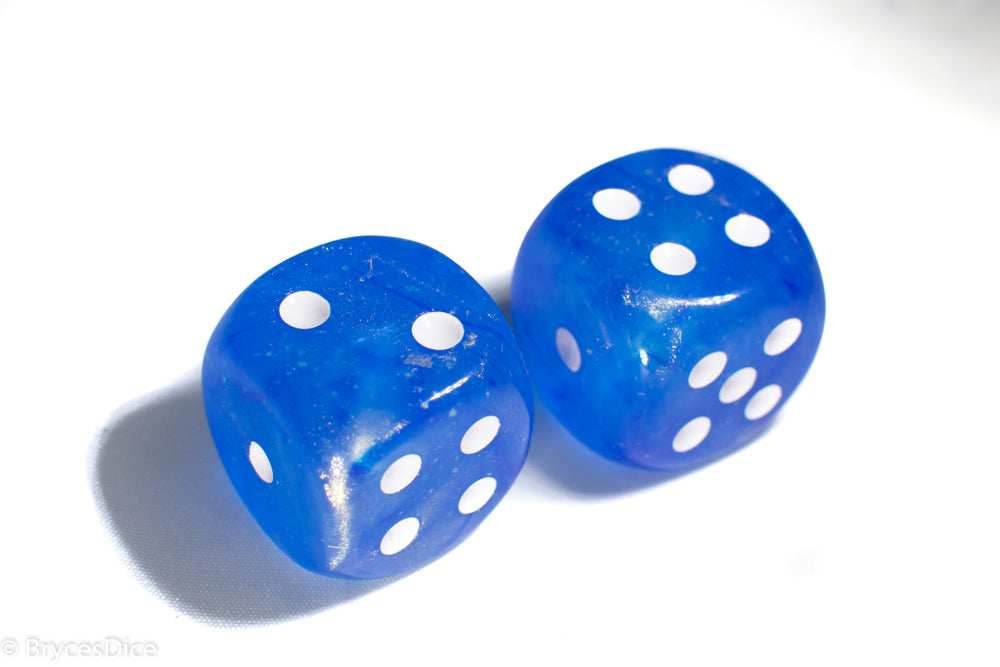 Borealis Sky Blue/white 7-Dice / 16mm / 12mm / 30mm Luminary - (1) 30mm Die