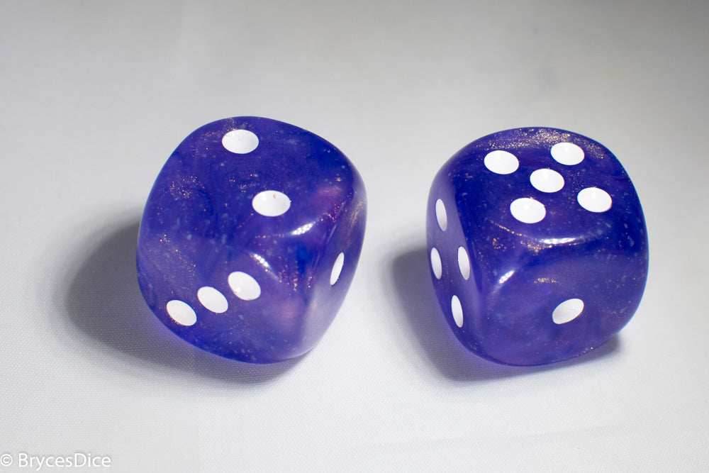 Borealis Purple/white 7-Dice / 16mm / 12mm / 30mm Luminary - (1) 30mm Die