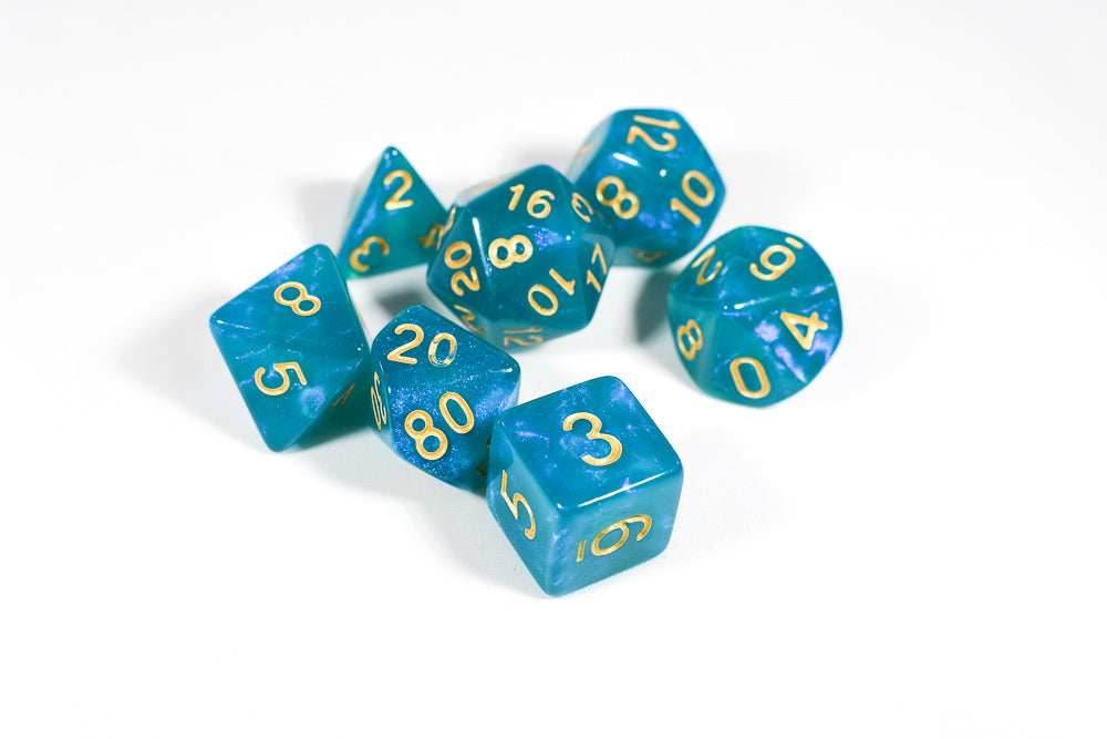 Turquoise Blue Moonstone Dice Set - 