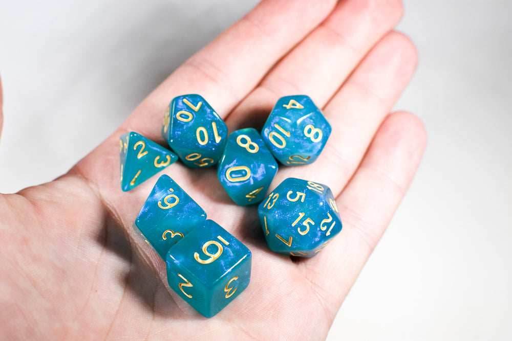 Turquoise Blue Moonstone Dice Set - 