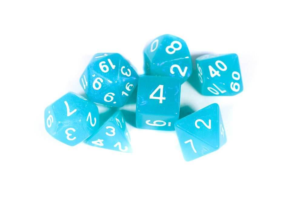 Peacock Blue Moonstone 7-Dice Set - 