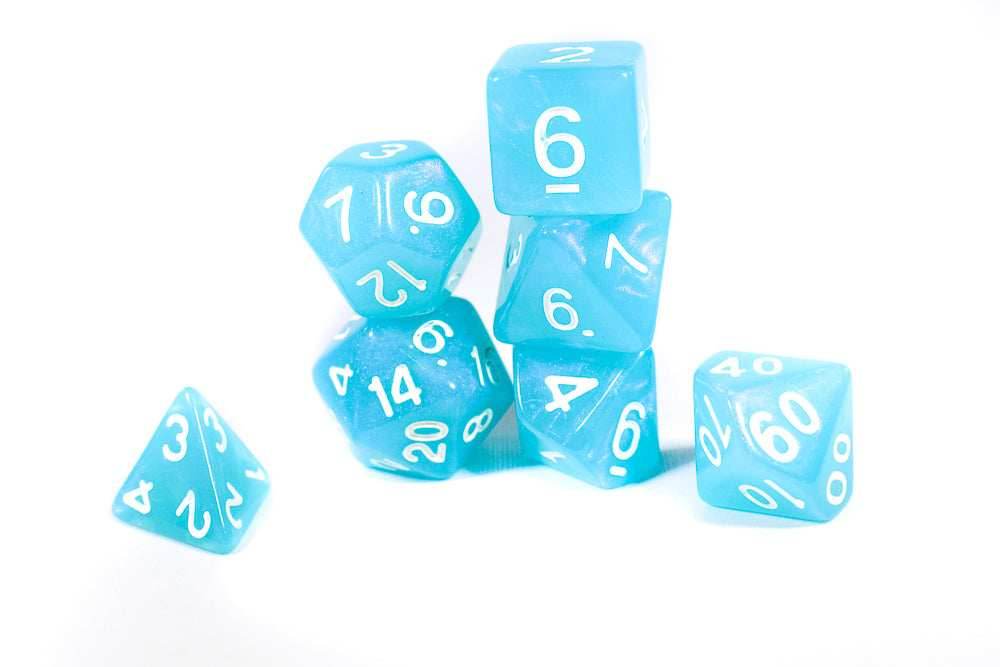 Peacock Blue Moonstone 7-Dice Set - 