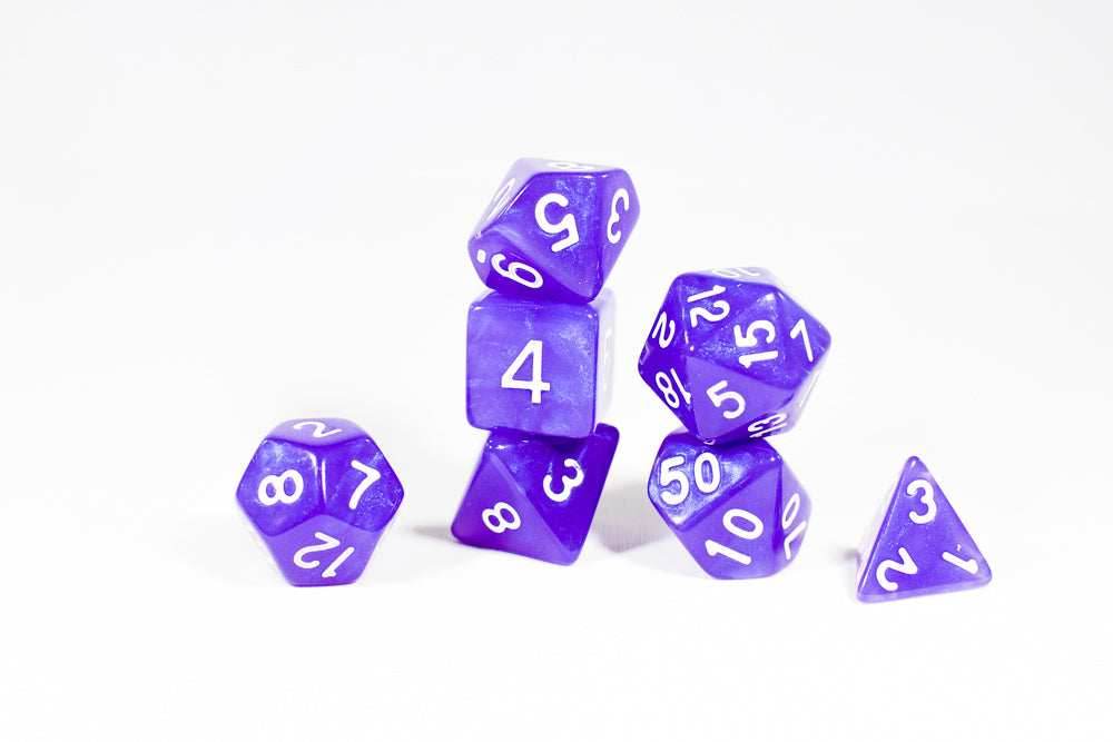 Purple Pearl Moonstone Dice Set - 