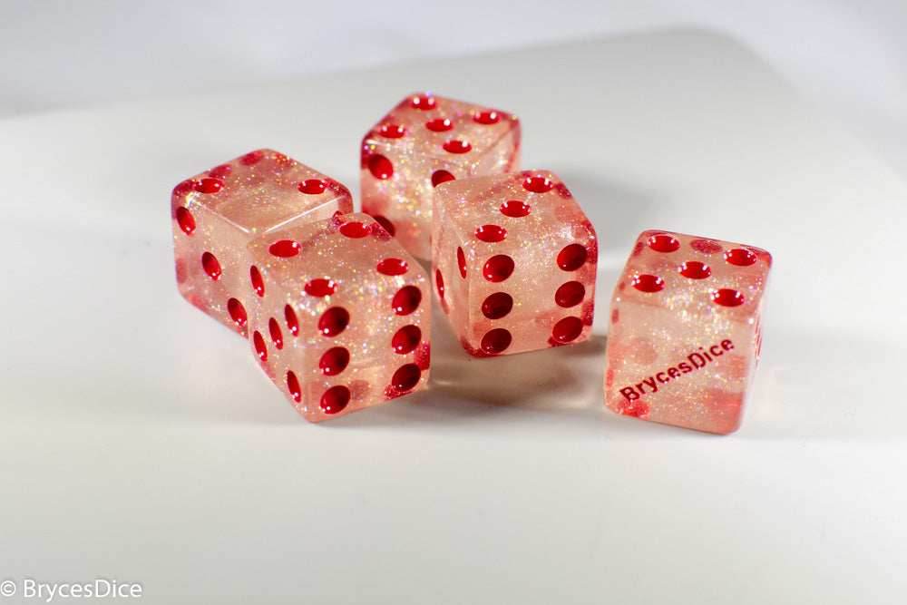 BrycesDice 16mm Glitter d6 (Red) Square Edge [per die] - 