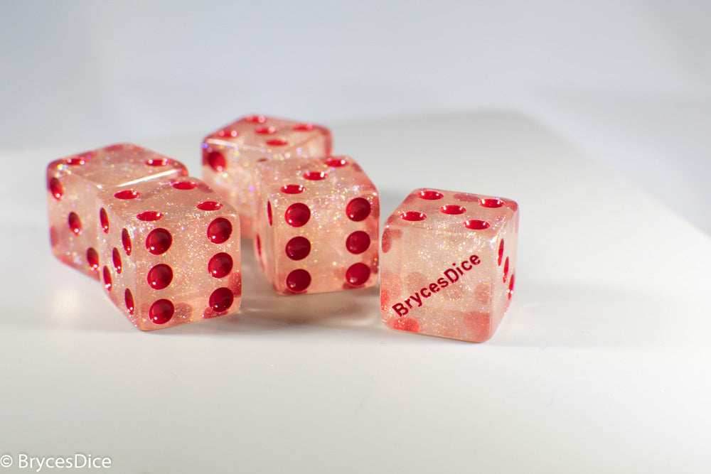 BrycesDice 16mm Glitter d6 (Red) Square Edge [per die] - 
