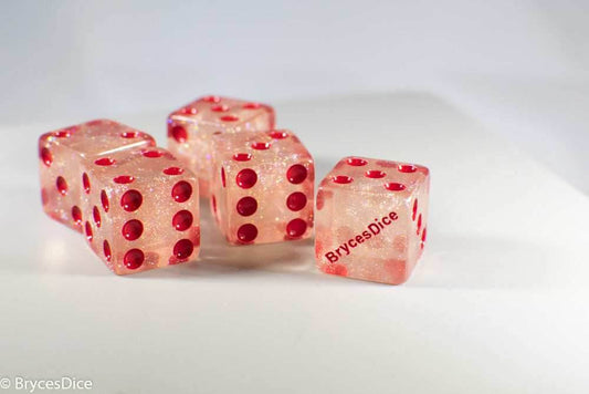 BrycesDice 16mm Glitter d6 (Red) Square Edge [per die] - 