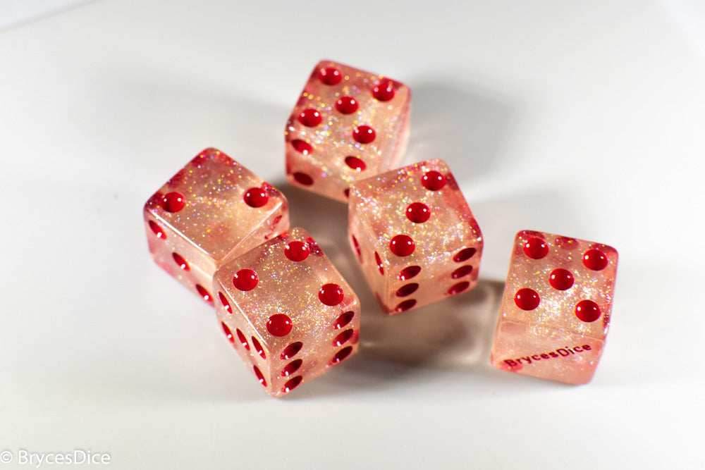 BrycesDice 16mm Glitter d6 (Red) Square Edge [per die] - 
