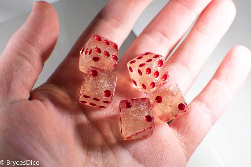 BrycesDice 16mm Glitter d6 (Red) Square Edge [per die] - 