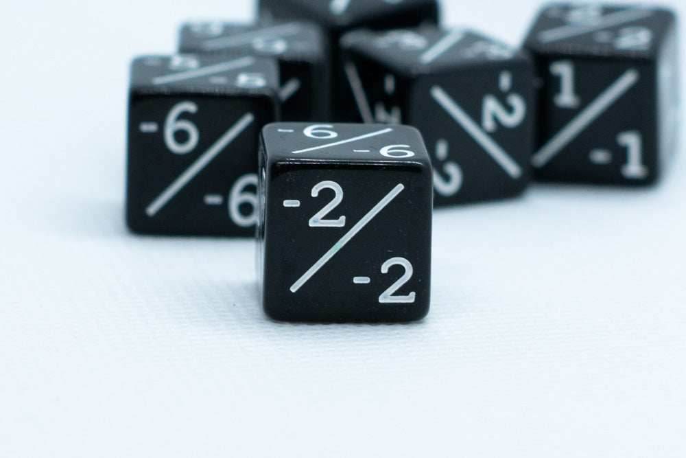 Black D6 MTG -1/-1 Counter Dice - Magic: The Gathering DnD d6 Stats (Sold Per Die) - 
