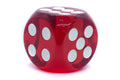 Clear Red 50mm d6 with White Pips Jumbo Pipped Dice - 