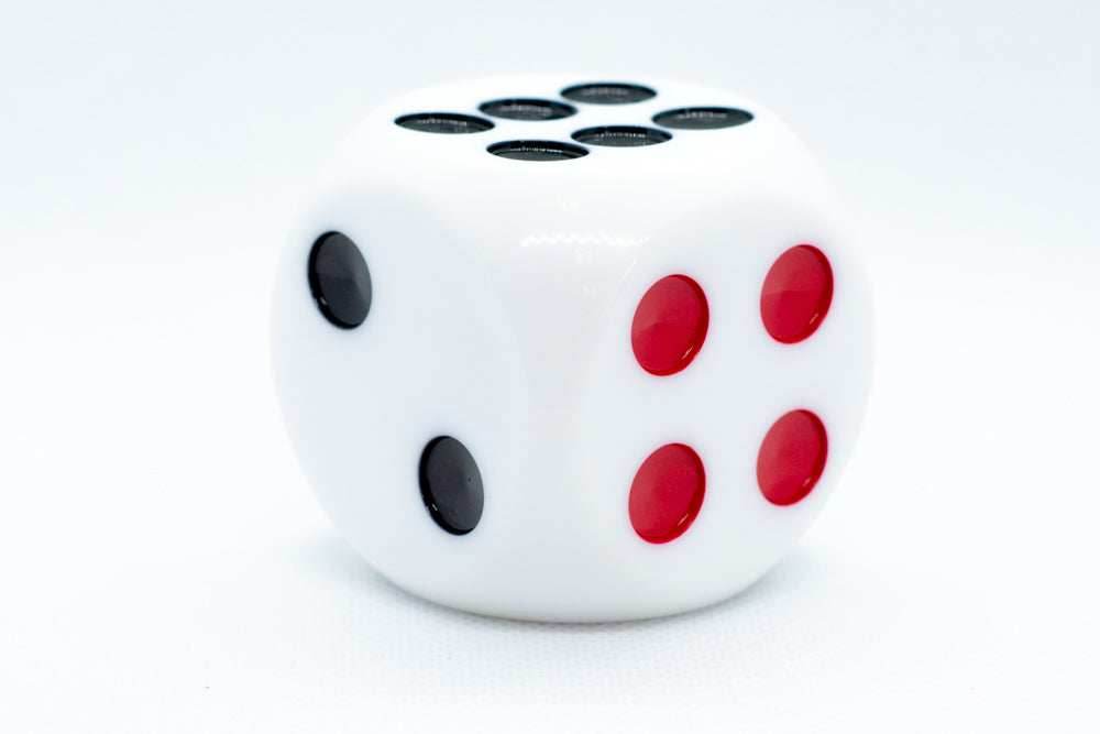 Opaque White 50mm d6 with Black Pips Jumbo Pipped Dice - 