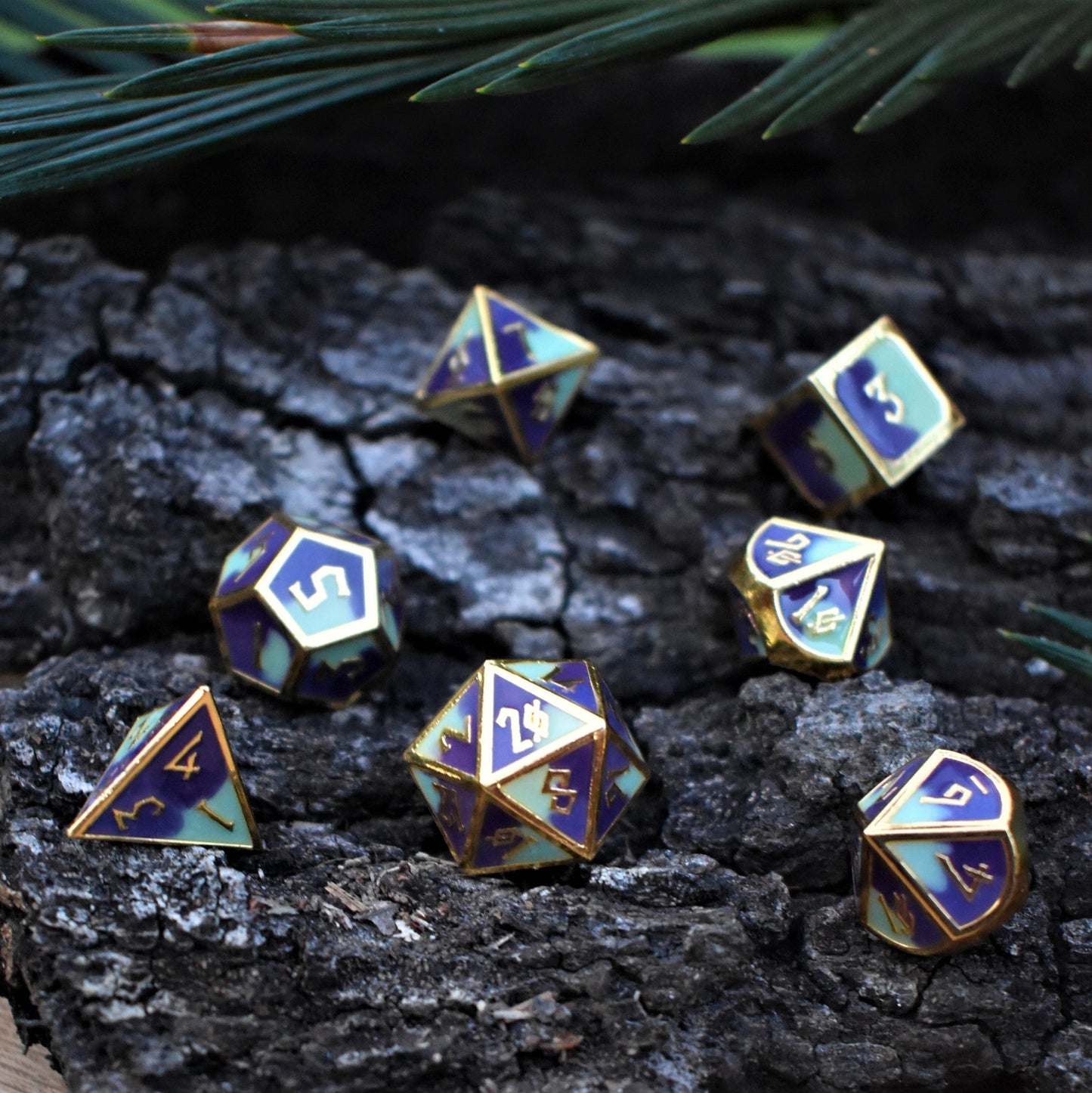 Succulent & Lavender Metal Dice Set