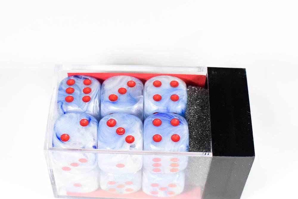 Chessex Vortex Ice Blue w/ Red Numbers Set Of d6 Dice Block CHX T1666 - 