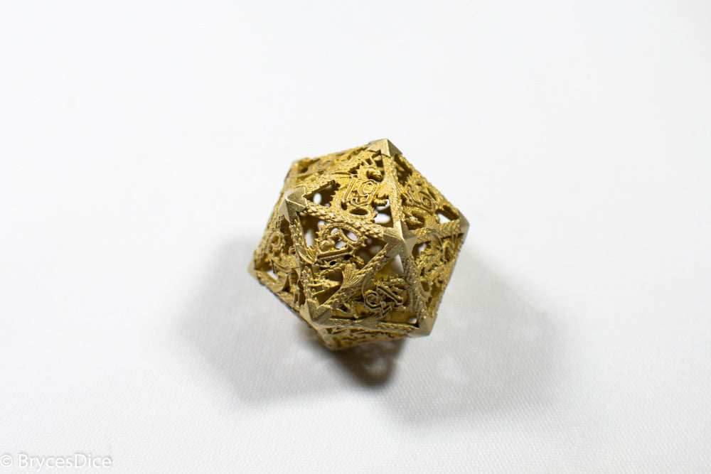 Single D20 Deadly Dragon Dice (Multiple Colors) - Brass
