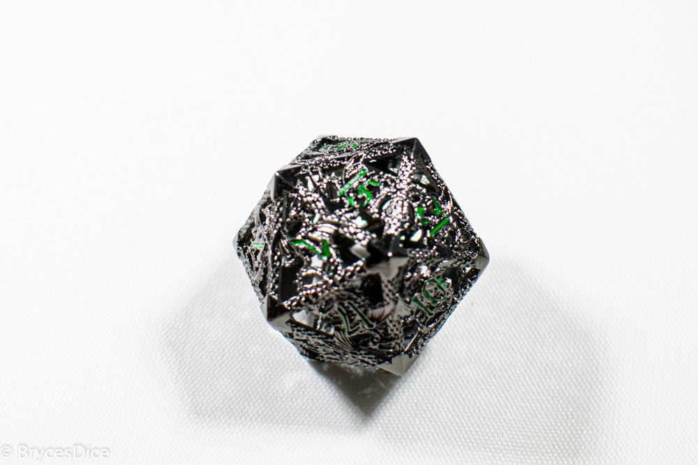 Single D20 Deadly Dragon Dice (Multiple Colors) - Shimmering w/ Green