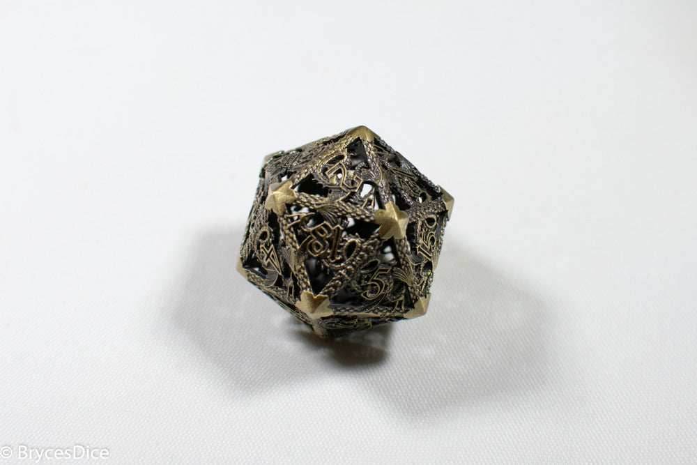 Single D20 Deadly Dragon Dice (Multiple Colors) - Gold