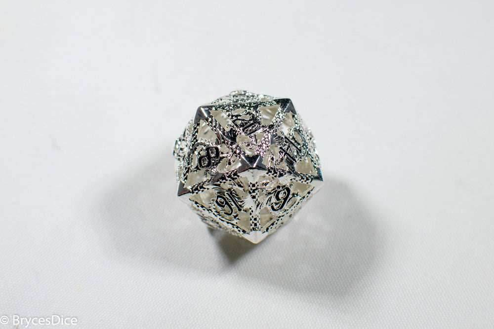 Single D20 Deadly Dragon Dice (Multiple Colors) - White