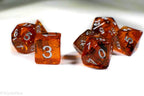 Orange w/ Black Swirl and Silver Ink 7-Dice Set DND RPG - 