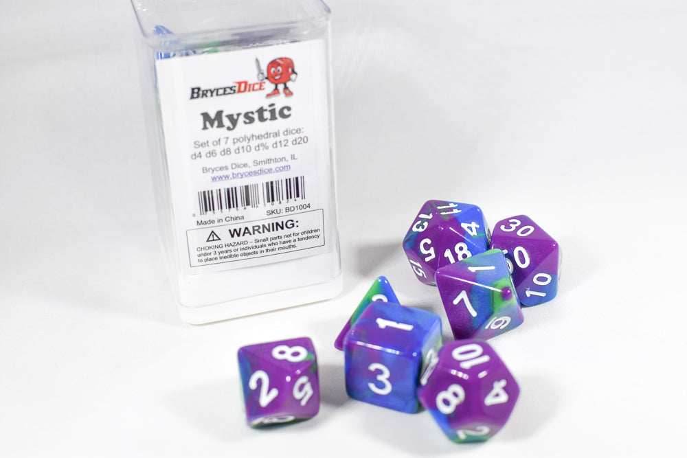 Mystic Tri-Color Swirl Purple/Blue/Green - Dice in Box w/ Insert